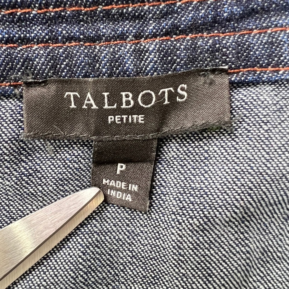 Talbots Petite Denim Shirt Dress Tie Belt 3/4 Sleeve 100% Cotton Button Front P - Picture 4 of 9